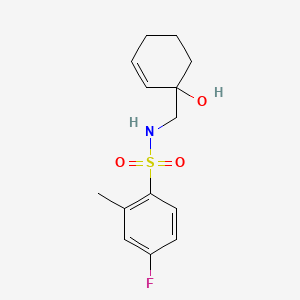4-fluoro-N-[(1-hydroxycyclohex-2-en-1-yl)methyl]-2-methylbenzene-1-sulfonamide