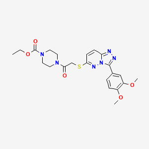 molecular formula C22H26N6O5S B2731056 Ethyl 4-(2-((3-(3,4-dimethoxyphenyl)-[1,2,4]triazolo[4,3-b]pyridazin-6-yl)thio)acetyl)piperazine-1-carboxylate CAS No. 852437-29-7