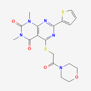 molecular formula C18H19N5O4S2 B2731058 1,3-dimethyl-5-((2-morpholino-2-oxoethyl)thio)-7-(thiophen-2-yl)pyrimido[4,5-d]pyrimidine-2,4(1H,3H)-dione CAS No. 847191-49-5