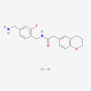 N-[[4-(Aminomethyl)-2-fluorophenyl]methyl]-2-(3,4-dihydro-2H-chromen-6-yl)acetamide;hydrochloride
