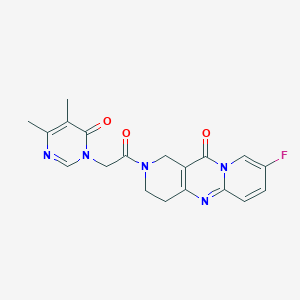 molecular formula C19H18FN5O3 B2731068 2-(2-(4,5-二甲基-6-氧代嘧啶-1(6H)-基)乙酰)-8-氟-3,4-二氢-1H-二嘧吡啶-11(2H)-酮 CAS No. 2034274-97-8