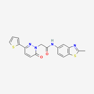 molecular formula C18H14N4O2S2 B2731074 N-(2-甲基苯并[d]噻唑-5-基)-2-(6-氧代-3-(噻吩-2-基)嘧啶-1(6H)-基)乙酰胺 CAS No. 1257549-39-5