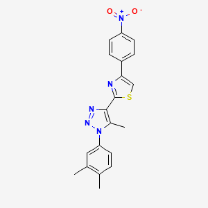 molecular formula C20H17N5O2S B2731076 1-(3,4-dimethylphenyl)-5-methyl-4-[4-(4-nitrophenyl)-1,3-thiazol-2-yl]-1H-1,2,3-triazole CAS No. 946302-60-9