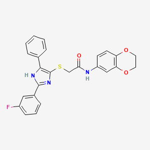 N-(2,3-Dihydro-1,4-benzodioxin-6-YL)-2-{[2-(3-fluorophenyl)-5-phenyl-1H-imidazol-4-YL]sulfanyl}acetamide