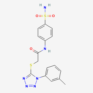 molecular formula C16H16N6O3S2 B2731081 2-[1-(3-methylphenyl)tetrazol-5-yl]sulfanyl-N-(4-sulfamoylphenyl)acetamide CAS No. 874467-34-2