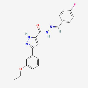 molecular formula C19H17FN4O2 B2731088 (E)-3-(3-ethoxyphenyl)-N'-(4-fluorobenzylidene)-1H-pyrazole-5-carbohydrazide CAS No. 1285532-55-9