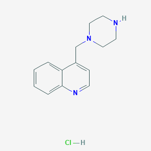 molecular formula C14H18ClN3 B2731092 4-(1-Piperazinylmethyl)quinoline Hydrochloride CAS No. 1986372-01-3