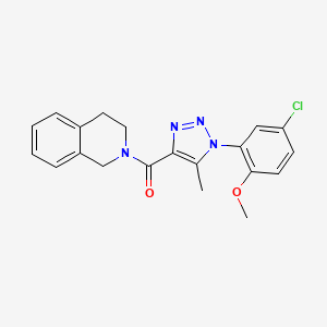 molecular formula C20H19ClN4O2 B2731104 (1-(5-chloro-2-methoxyphenyl)-5-methyl-1H-1,2,3-triazol-4-yl)(3,4-dihydroisoquinolin-2(1H)-yl)methanone CAS No. 950236-88-1