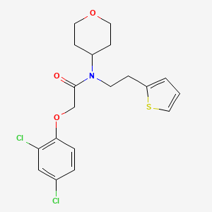 molecular formula C19H21Cl2NO3S B2731106 2-(2,4-dichlorophenoxy)-N-(tetrahydro-2H-pyran-4-yl)-N-(2-(thiophen-2-yl)ethyl)acetamide CAS No. 1795442-11-3