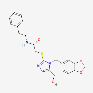 2-((1-(benzo[d][1,3]dioxol-5-ylmethyl)-5-(hydroxymethyl)-1H-imidazol-2-yl)thio)-N-phenethylacetamide