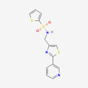 molecular formula C13H11N3O2S3 B2731115 N-[(2-吡啶-3-基-1,3-噻唑-4-基)甲基]噻吩-2-磺酰胺 CAS No. 863511-21-1