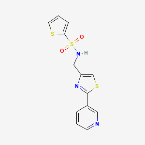 molecular formula C13H11N3O2S3 B2731115 N-[(2-pyridin-3-yl-1,3-thiazol-4-yl)methyl]thiophene-2-sulfonamide CAS No. 863511-21-1