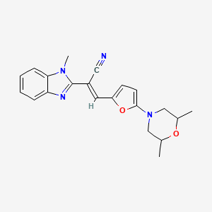 (E)-3-(5-(2,6-dimethylmorpholino)furan-2-yl)-2-(1-methyl-1H-benzo[d]imidazol-2-yl)acrylonitrile