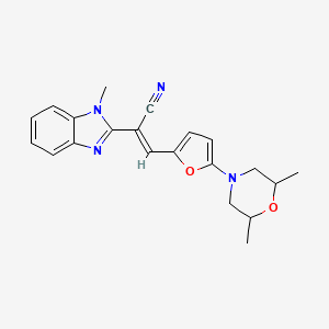 molecular formula C21H22N4O2 B2731117 (E)-3-(5-(2,6-dimethylmorpholino)furan-2-yl)-2-(1-methyl-1H-benzo[d]imidazol-2-yl)acrylonitrile CAS No. 397288-79-8