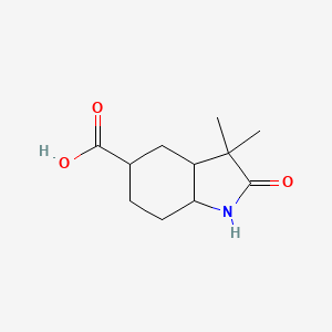 molecular formula C11H17NO3 B2731122 3,3-Dimethyl-2-oxo-3a,4,5,6,7,7a-hexahydro-1H-indole-5-carboxylic acid CAS No. 2253629-42-2