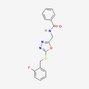 molecular formula C17H14FN3O2S B2731131 N-((5-((2-fluorobenzyl)thio)-1,3,4-oxadiazol-2-yl)methyl)benzamide CAS No. 941875-46-3