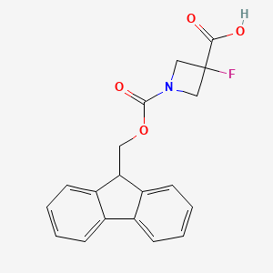 molecular formula C19H16FNO4 B2731133 1-[(9H-芴-9-基甲氧基)羰基]-3-氟氮杂环丁烷-3-羧酸 CAS No. 1934789-60-2