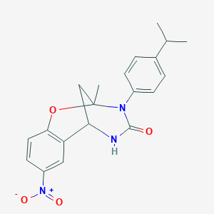 molecular formula C20H21N3O4 B2731134 3-(4-isopropylphenyl)-2-methyl-8-nitro-5,6-dihydro-2H-2,6-methanobenzo[g][1,3,5]oxadiazocin-4(3H)-one CAS No. 866016-30-0