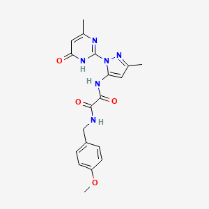 molecular formula C19H20N6O4 B2731140 N1-(4-methoxybenzyl)-N2-(3-methyl-1-(4-methyl-6-oxo-1,6-dihydropyrimidin-2-yl)-1H-pyrazol-5-yl)oxalamide CAS No. 1013890-52-2