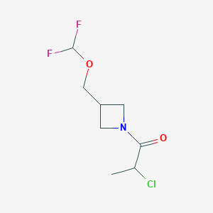molecular formula C8H12ClF2NO2 B2731146 2-Chloro-1-[3-(difluoromethoxymethyl)azetidin-1-yl]propan-1-one CAS No. 2411220-60-3