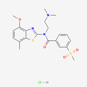 molecular formula C21H26ClN3O4S2 B2731151 N-(2-(dimethylamino)ethyl)-N-(4-methoxy-7-methylbenzo[d]thiazol-2-yl)-3-(methylsulfonyl)benzamide hydrochloride CAS No. 1330119-91-9