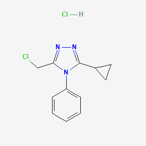 molecular formula C12H13Cl2N3 B2731155 3-(Chloromethyl)-5-cyclopropyl-4-phenyl-4H-1,2,4-triazole hydrochloride CAS No. 2174001-53-5