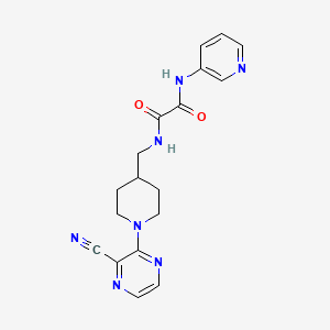 molecular formula C18H19N7O2 B2731157 N1-((1-(3-cyanopyrazin-2-yl)piperidin-4-yl)methyl)-N2-(pyridin-3-yl)oxalamide CAS No. 1797586-16-3