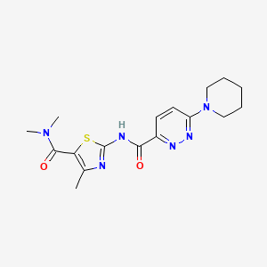molecular formula C17H22N6O2S B2731160 N,N,4-trimethyl-2-(6-(piperidin-1-yl)pyridazine-3-carboxamido)thiazole-5-carboxamide CAS No. 1396881-94-9