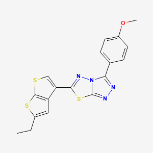 molecular formula C18H14N4OS3 B2731167 6-(5-乙基噻吩并[2,3-b]噻吩-3-基)-3-(4-甲氧基苯基)-[1,2,4]三唑并[3,4-b][1,3,4]噻二唑 CAS No. 537017-20-2