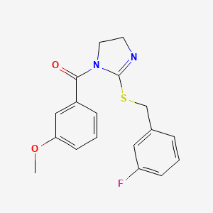 (2-((3-fluorobenzyl)thio)-4,5-dihydro-1H-imidazol-1-yl)(3-methoxyphenyl)methanone