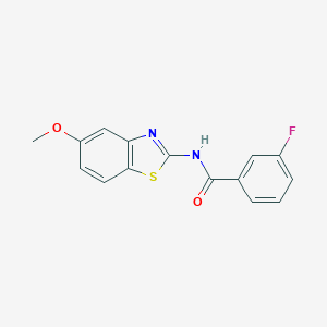 molecular formula C15H11FN2O2S B273118 3-fluoro-N-(5-methoxy-1,3-benzothiazol-2-yl)benzamide 