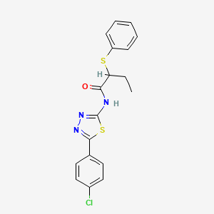 molecular formula C18H16ClN3OS2 B2731180 N-(5-(4-chlorophenyl)-1,3,4-thiadiazol-2-yl)-2-(phenylthio)butanamide CAS No. 394237-13-9