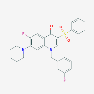 molecular formula C27H24F2N2O3S B2731194 6-fluoro-1-(3-fluorobenzyl)-3-(phenylsulfonyl)-7-piperidin-1-ylquinolin-4(1H)-one CAS No. 892761-37-4