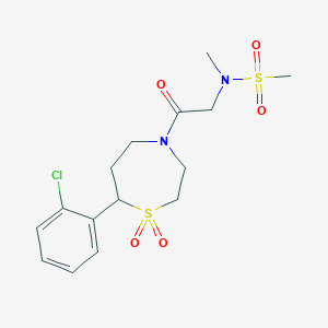 molecular formula C15H21ClN2O5S2 B2731196 N-(2-(7-(2-chlorophenyl)-1,1-dioxido-1,4-thiazepan-4-yl)-2-oxoethyl)-N-methylmethanesulfonamide CAS No. 2176070-41-8