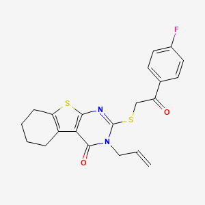 5-{[2-(4-Fluorophenyl)-2-oxoethyl]sulfanyl}-4-(prop-2-en-1-yl)-8-thia-4,6-diazatricyclo[7.4.0.0^{2,7}]trideca-1(9),2(7),5-trien-3-one