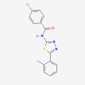 molecular formula C16H12ClN3OS B2731207 4-氯-N-[5-(2-甲基苯基)-1,3,4-噻二唑-2-基]苯甲酰胺 CAS No. 391226-37-2