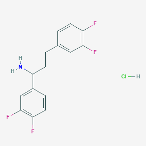molecular formula C15H14ClF4N B2731219 1,3-Bis(3,4-difluorophenyl)propan-1-amine;hydrochloride CAS No. 2344678-78-8
