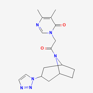 molecular formula C17H22N6O2 B2731221 5,6-二甲基-3-{2-氧代-2-[3-(1H-1,2,3-三唑-1-基)-8-氮杂双环[3.2.1]辛烷-8-基]乙基}-3,4-二氢嘧啶-4-酮 CAS No. 2177025-96-4