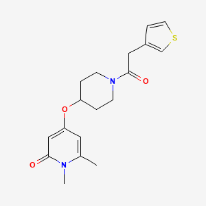 molecular formula C18H22N2O3S B2731223 1,6-dimethyl-4-({1-[2-(thiophen-3-yl)acetyl]piperidin-4-yl}oxy)-1,2-dihydropyridin-2-one CAS No. 2178771-02-1