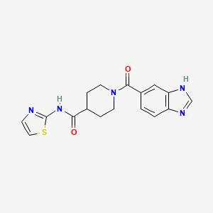 molecular formula C17H17N5O2S B2731229 1-(1H-benzo[d]imidazole-5-carbonyl)-N-(thiazol-2-yl)piperidine-4-carboxamide CAS No. 1251564-43-8