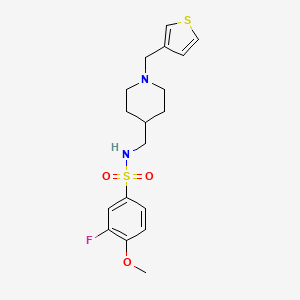 molecular formula C18H23FN2O3S2 B2731246 3-fluoro-4-methoxy-N-((1-(thiophen-3-ylmethyl)piperidin-4-yl)methyl)benzenesulfonamide CAS No. 1234906-51-4