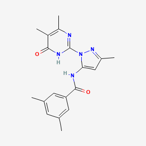 molecular formula C19H21N5O2 B2731248 N-(1-(4,5-二甲基-6-氧代-1,6-二氢嘧啶-2-基)-3-甲基-1H-吡唑-5-基)-3,5-二甲基苯甲酰胺 CAS No. 1004680-00-5