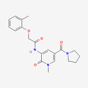 molecular formula C20H23N3O4 B2731249 N-(1-methyl-2-oxo-5-(pyrrolidine-1-carbonyl)-1,2-dihydropyridin-3-yl)-2-(o-tolyloxy)acetamide CAS No. 1207036-87-0