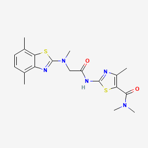 molecular formula C19H23N5O2S2 B2731251 2-(2-((4,7-二甲基苯并[d]噻唑-2-基)(甲基)氨基)乙酰氨基)-N,N,4-三甲基噻唑-5-甲酰胺 CAS No. 1396876-21-3