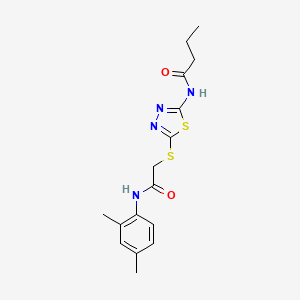 molecular formula C16H20N4O2S2 B2731260 N-[5-[2-(2,4-dimethylanilino)-2-oxoethyl]sulfanyl-1,3,4-thiadiazol-2-yl]butanamide CAS No. 392295-47-5