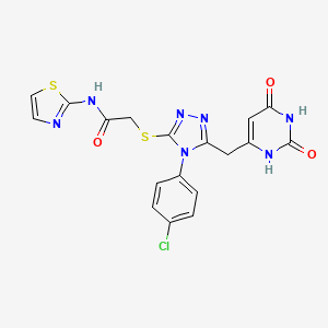 molecular formula C18H14ClN7O3S2 B2731270 2-((4-(4-chlorophenyl)-5-((2,6-dioxo-1,2,3,6-tetrahydropyrimidin-4-yl)methyl)-4H-1,2,4-triazol-3-yl)thio)-N-(thiazol-2-yl)acetamide CAS No. 852154-92-8