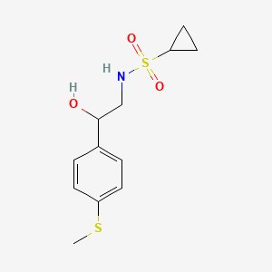 molecular formula C12H17NO3S2 B2731286 N-(2-羟基-2-(4-(甲硫基)苯基)乙基)环丙烷磺酰胺 CAS No. 1448047-66-2