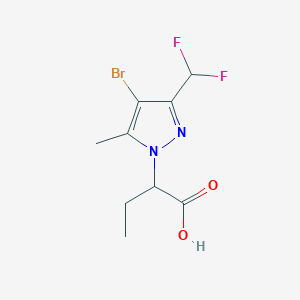 molecular formula C9H11BrF2N2O2 B2731287 2-[4-Bromo-3-(difluoromethyl)-5-methylpyrazol-1-yl]butanoic acid CAS No. 1946817-13-5