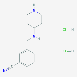 molecular formula C13H19Cl2N3 B2731297 3-[(Piperidine-4-ylamino)methyl]benzonitrile dihydrochloride CAS No. 1286265-82-4