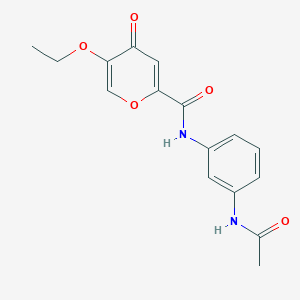 molecular formula C16H16N2O5 B2731299 N-(3-acetamidophenyl)-5-ethoxy-4-oxo-4H-pyran-2-carboxamide CAS No. 1105221-15-5